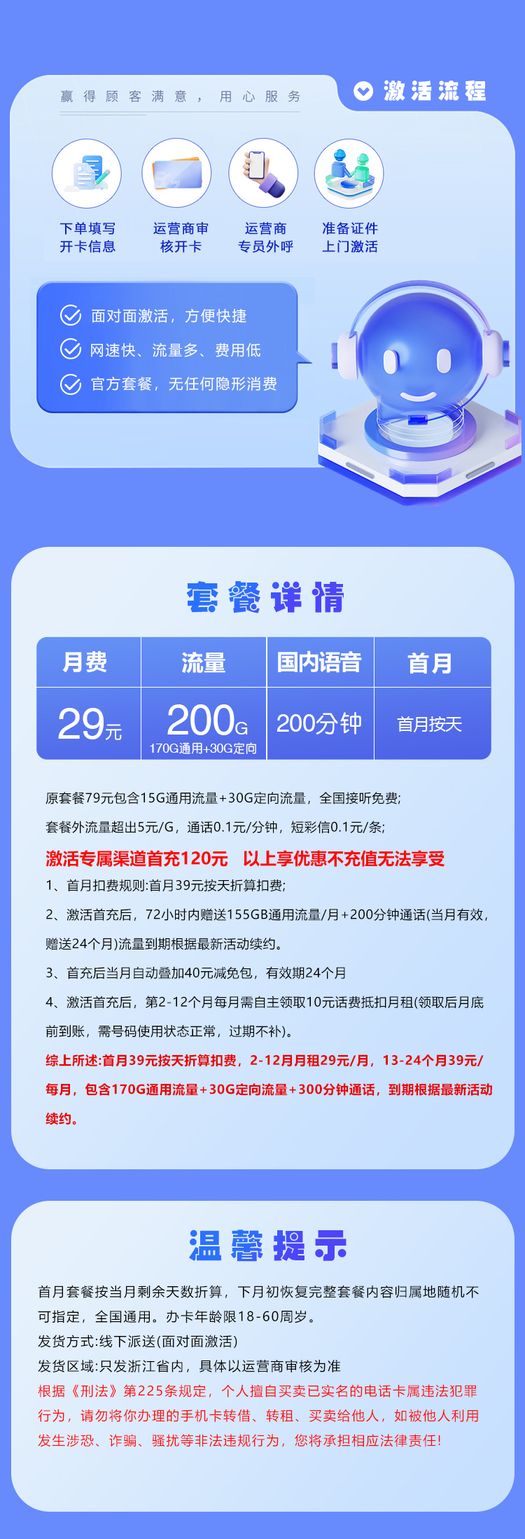 浙江电信专属卡【29元200G+200分钟】  第2张